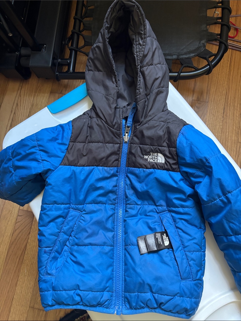 The North Face Kids Blue and black Hooded Puffer Jacket